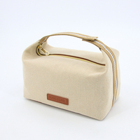 Sac de toilette de voyage écologique, sac de maquillage en jute avec logo personnalisé, poignée en lin, sac en jute, sac de maquillage en chanvre