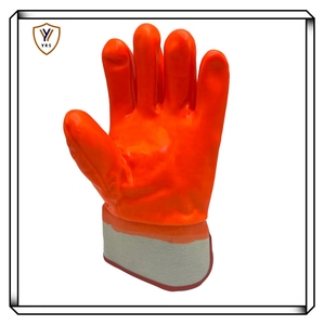 Gants de sécurité en PVC orange fluorescent, antidérapants, imperméables, résistants au froid, entièrement enduits, doublure en mousse, travail industriel, 16 oz d'épaisseur - Product Image 2