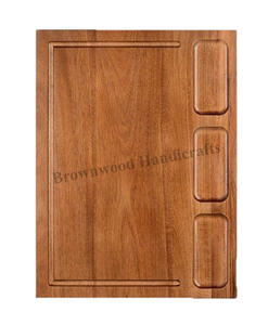 Grande planche à découper en bois avec 3 compartiments et poignées de découpe de jus pour couper la viande, les légumes et le fromage. - Product Image 5