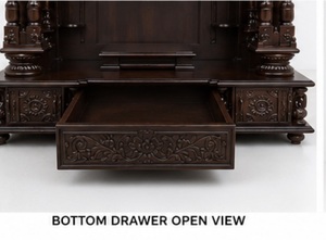 Templo de Madera de Teca para Sala de Pooja, Diseño de Autor, Mandir de Madera de Gran Tamaño con Triple Domo y Almacenamiento, Acabado en Nogal Oscuro - Product Image 4