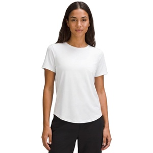 Haut de sport en coton tricoté pour femme, col rond, couleur unie, ample, respirant, anti-boulochage, idéal pour le yoga et le fitness estival - Product Image 1