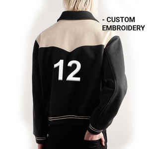 Chaquetas universitarias personalizadas OEM chaqueta de béisbol universitaria de talla grande transpirable en blanco al por mayor para hombre - Product Image 3