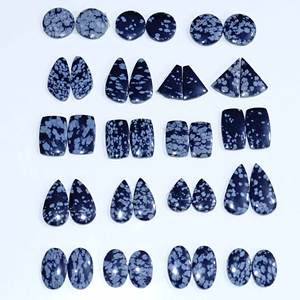 Paire de cabochons en obsidienne flocon de neige naturelle de haute qualité, semi-précieux, 10-30mm, pour la fabrication de bijoux, vente en gros Inde - Product Image 5