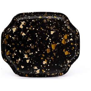 Bandeja de borde ondulado curvo 238x358 Juego de 2 piezas Terrazo Diseño de terrazo negro - Product Image 3