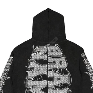 Chándales de diamantes de imitación de invierno con capucha negros personalizados elásticos ligeros 100% algodón Unisex al por mayor - Product Image 5