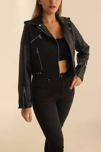 Genuine Leather Women's Casual Biker <b>Jacket</b> with Zipper New Style Breathable for <b>Autumn</b> Season <b>Ladies</b> Coat - Product Image 6