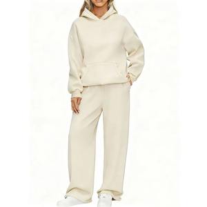 Ensemble deux pièces confortable et décontracté pour adolescents, grande taille, automne-hiver : sweat à capuche et pantalon large à carreaux doublé, manches longues amples - Product Image 6