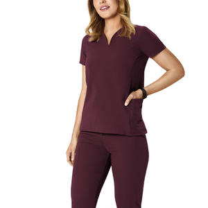 Tenues d'infirmière personnalisées avec logo pour femmes, col en V incurvé, taille XL, ensembles d'uniformes d'infirmière, fabrication directe, spandex chirurgical - Product Image 4