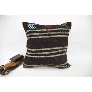 Laine noire tissée 16x16 pouces luxe Vintage motif géométrique écologique antidérapant coussin décoratif Portable literie utilisation au sol - Product Image 1