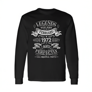 T-shirt a maniche lunghe per il compleanno di febbraio 1972: Leggende sono nate - T-shirt promozionale - Product Image 2