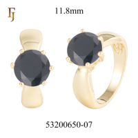 FJ Fallon Modeschmuck Solitär Großer Runder Stein Breite Verlobungsringe 14K Gold Plattiert auf Messingbasis