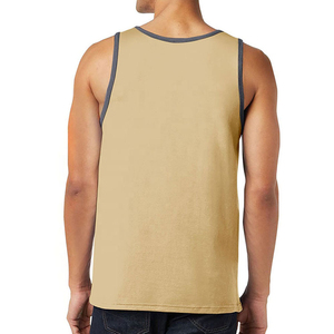 Camiseta sin Mangas de Punto para Hombre, Color Sólido, Cuello Redondo, Estilo Casual, Beige con Ribete Oscuro, Harry Johnson Production 2026 - Product Image 4