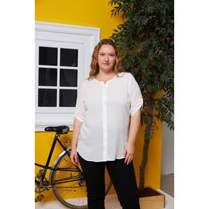 Chemise écru grande taille avec détail sur les manches, voile de viscose - Product Image 1