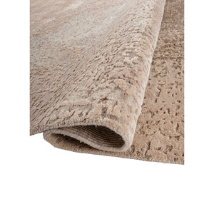 Alfombra Entropy Ivory de Lana y Seda de Bambú Anudada a Mano AKWB-13048, Abstracta, para Dormitorio o Pasillo, Rectangular de 10 mm para el Suelo del Hogar - Product Image 2