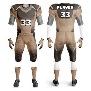 ชุดพิมพ์ซับลิเมชันสั้นแบบแห้งเร็วผ้าโพลีเอสเตอร์100% ชุดเครื่องแบบฟุตบอลอเมริกัน - Product Image 1