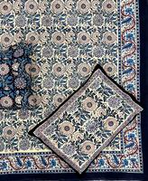 Parure de lit en coton biologique tissé, imprimée à la main, teinte végétale, motif floral, couvre-lit durable, linge de maison fait main, chef-d'œuvre artisanal