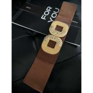 Cinturón elástico informal para mujer con hebilla dorada - Product Image 3