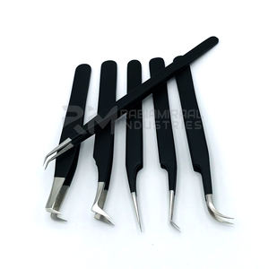 Applicateurs métalliques RMI Top Russian Volume, pointe argentée / pince à cils avec revêtement en poudre noire, logo personnalisé - Product Image 3