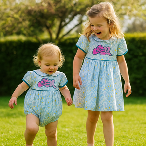 <b>Girl's</b> Clothing 100% Organic Cotton Casual Baby <b>Girls</b> <b>Dresses</b> Cotton With Bow Wholesale Kids Clothing From Vietnam - Product Image 4