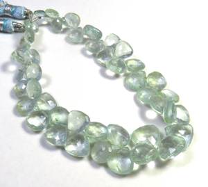 Haute qualité 7 brins coupe à facettes 5-10mm bleu mousse aigue-marine perles forme de coeur naturel 80 carats pierres précieuses pour colliers - Product Image 1