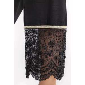 Pantalon Salwar en soie brute noire brodée TR-22-28 - Product Image 2