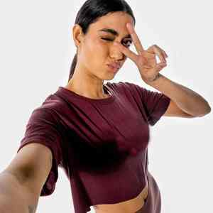 Camiseta Corta para Mujer, Ajuste Holgado, Verano, Informal, Moda, Impresión Personalizada Activada por el Sudor - Product Image 2