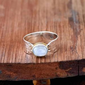 Natural Moonstone <b>Ring</b> 925 Sterling Silver Hammered Chunky Boho Birthstone Wedding Bridesmaid <b>Ring</b> - Product Image 2