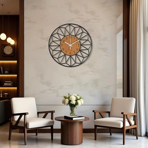 Luxury Wall <b>Clock</b> Made With Metal And Wood Unique Design Adds Stylish And Elegant Touch To Any Room Or Office - Product Image 5