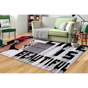 Tapis imprimé Life Is Beautiful : design artistique Banksy, décoration de luxe pour la maison, tapis à poils doux - Product Image 2