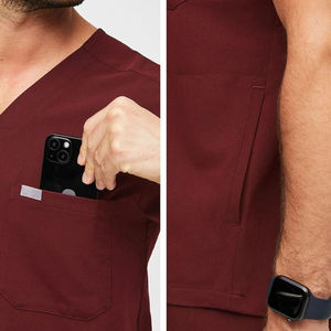 Tenue d'infirmière en satin personnalisée de haute qualité, design à col en V, pour les médecins, les infirmières, les uniformes médicaux d'hôpital pour femmes et hommes, MOQ - Product Image 4