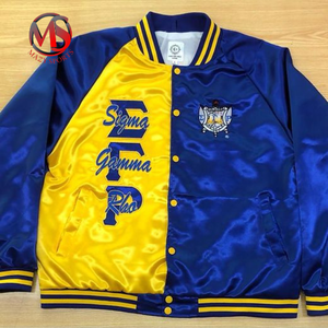 Vestes universitaires en satin de haute qualité impression DTG Sigma Gamma Rho Divine neuf rayures col montant matelassé décontracté bas sororité - Product Image 5