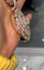 Colgante de probador de moissanita de corte redondo de 4 quilates para hombres, abalorios de diamantes personalizables chapados en oro rosa de 14 quilates para fiestas - Product Image 2