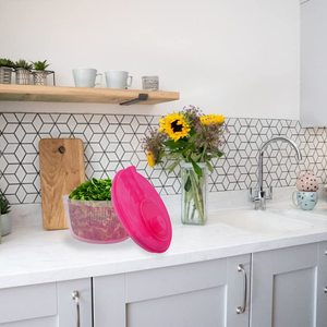 สลัด3L ปั่นด้วยมือดีไซน์ทันสมัยขนาด23x13ซม. สีชมพู/เขียว/ส้มความจุสำหรับล้างผักและอบแห้งผลไม้ - Product Image 3