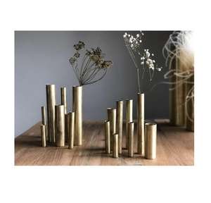 Florero de Metal Alto Cilíndrico, Centro de Mesa con Base de Acabado Pulido para Decoración de Interiores de Hogar, Hotel, Bodas y Eventos - Product Image 5