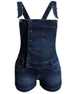 Peto corto vaquero de alta calidad para mujer, lavado ligero, desgastado, estilo Vintage sin esfuerzo, babero, botón general impreso a la moda - Product Image 1