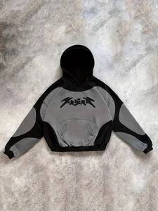 Sweat à capuche long surdimensionné pour homme en polyester/coton lourd 360 g/m², délavé à l'acide, décoloré par le soleil, avec strass, uni, pour l'hiver - Product Image 2