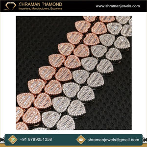 Collier en diamant moissanite de qualité supérieure, plaqué argent, 15 carats et 45 grammes, cœur et baguette de 10 mm, chaîne solide - Product Image 6