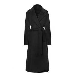 Manteaux longs en laine pour femmes, tendance automne-hiver, couleur unie, fermeture décontractée, vêtements d'extérieur doublés de soie - Product Image 3