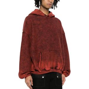 Vente en gros de sweats à capuche en molleton de coton de haute qualité pour hommes, taille 6XL 300 GSM, pull décontracté surdimensionné, délavé à l'acide, coupe Boxy, teint uni pour - Product Image 4