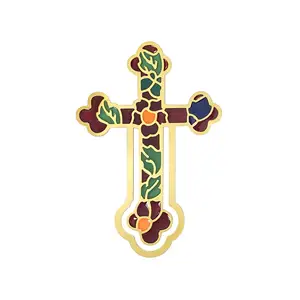 Bulk Custom Catholic Cross Logo Religious Metal Bookmark