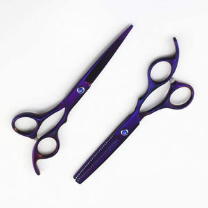 Juego de tijeras de peluquero personalizadas, 5,5 pulgadas, recubierto de Color azul, maquinilla de afeitar, cizalla de corte, Kit de tijera de acero y Metal - Product Image 4