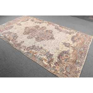 Turkish Rug, Large 5.6x9.8 ft Vintage Rug, <b>Brown</b> Striped <b>Wool</b> Rug - Product Image 2