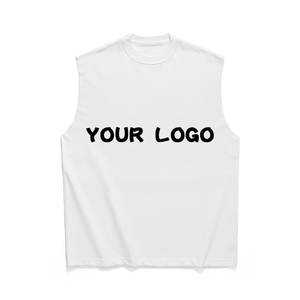OEM Logo personnalisé vente en gros OEM logo imprimé coton épais sans manches t-shirts couleur unie blanc noir hommes débardeur débardeur gilet - Product Image 5