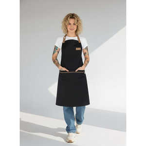 Delantal de Cocina Impermeable de Algodón con Logotipo Bordado, Delantal de Restaurante para Uso en el Hogar y el Jardín, Color Negro - Product Image 2