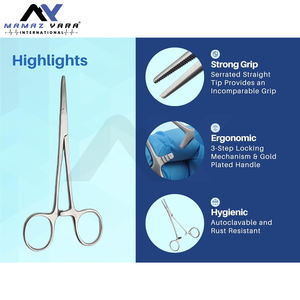 Juego de pesca de acero inoxidable de 2 piezas, abrazaderas de bloqueo de 5 \ ", fórceps hemostáticos, instrumentos quirúrgicos dentales curvos rectos para - Product Image 3