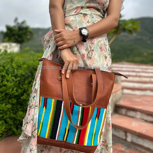 Crunch Aztec กระเป๋าหนังแท้ใหม่ทำด้วยมือกระเป๋าช้อปปิ้งมีสไตล์หรูหราสไตล์วินเทจอุปกรณ์เสริมกระเป๋าหนัง - Product Image 2