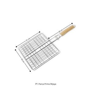 High Quality Jumbo Fish <b>BBQ</b> Grill Basket | Extra <b>Large</b> Iron Wire Grill Rack with Wooden Handle | Anti-Rust Non-Stick Easy Clean - Product Image 3