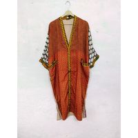 Robe longue kimono vintage en soie à motifs floraux, sexy, style sari indien, cache-maillot de bain, vêtement de plage, peignoir, vêtement de nuit thermique d'été, pour la maison