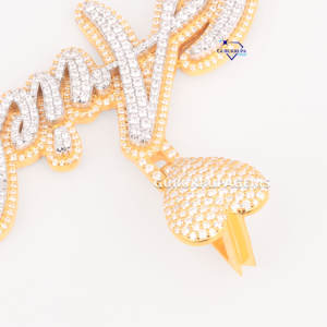 Joyería de Hip Hop letra cursiva personalizada dos tonos sólido 925 Plata nombre colgante personalizado laboratorio cultivado collar de diamantes - Product Image 4