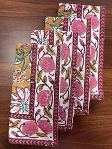 Servilletas florales amarillas de Biscotti de algodón puro 100% impresas en bloque a mano para bodas, eventos, fiestas y ocasiones especiales - Product Image 6